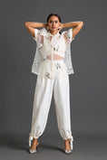 Load image into Gallery viewer, White Sheer Floral Top and Tapered Pants Set