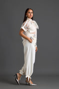 Load image into Gallery viewer, White Sheer Floral Top and Tapered Pants Set