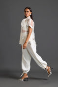 Load image into Gallery viewer, White Sheer Floral Top and Tapered Pants Set