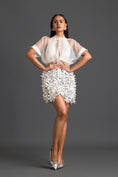 Load image into Gallery viewer, Sheer Top with Silver Floral Embroidery
