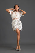 Load image into Gallery viewer, Sheer Top with Silver Floral Embroidery