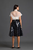 Load image into Gallery viewer, Sheer Floral Top and Black Laser-Cut Skirt Set