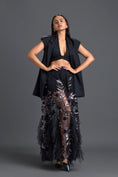 Load image into Gallery viewer, Black Sleeveless Vest and Metallic Leaf Tulle Skirt Set