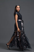 Load image into Gallery viewer, Black Sleeveless Vest and Metallic Leaf Tulle Skirt Set