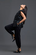 Load image into Gallery viewer, Black Lattice Floral Vest and Tapered Pants Set