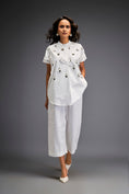 Load image into Gallery viewer, Shirt With Glossy Metallic Discs Embellishments With Wide-Leg Pants