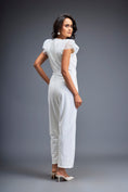 Load image into Gallery viewer, Jumpsuit with Tulle Shoulders and Neon Belt