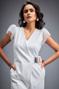 Load image into Gallery viewer, Jumpsuit with Tulle Shoulders and Neon Belt
