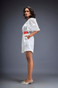 Load image into Gallery viewer, Playsuit with Voluminous Sleeves and Neon-Silver Belt