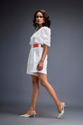 Load image into Gallery viewer, Playsuit with Voluminous Sleeves and Neon-Silver Belt