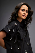 Load image into Gallery viewer, Shirt With Glossy Metallic Discs Embellishments With Wide-Leg Pants