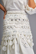 Load image into Gallery viewer, White Sleeve Blouse With A Textured Waistline And Tiered Skirt