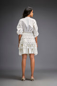 Load image into Gallery viewer, White Sleeve Blouse With A Textured Waistline And Tiered Skirt