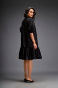 Load image into Gallery viewer, Dress With Puff Sleeves And Glossy Metallic Discs And A Ruffled Hemline