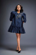 Load image into Gallery viewer, Puff-sleeve Dress With Swarovski Floral Appliqué