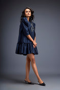 Load image into Gallery viewer, Puff-sleeve Dress With Swarovski Floral Appliqué