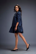 Load image into Gallery viewer, Puff-sleeve Dress With Swarovski Floral Appliqué