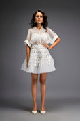 Load image into Gallery viewer, Sheer Blouse With Tulle Skirt And Metallic Silver 3-D Embellishments