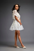 Load image into Gallery viewer, Sheer Blouse With Tulle Skirt And Metallic Silver 3-D Embellishments