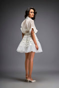 Load image into Gallery viewer, Sheer Blouse With Tulle Skirt And Metallic Silver 3-D Embellishments