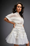 Load image into Gallery viewer, Sheer Blouse With Tulle Skirt And Metallic Silver 3-D Embellishments