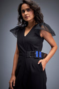 Load image into Gallery viewer, Jumpsuit with Tulle Shoulders and Neon Belt