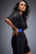 Load image into Gallery viewer, Playsuit with Voluminous Sleeves and Neon-Silver Belt