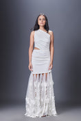 Load image into Gallery viewer, White One Shoulder Dress Attached With Net And Cutwork Details
