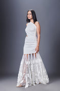 Load image into Gallery viewer, White One Shoulder Dress Attached With Net And Cutwork Details