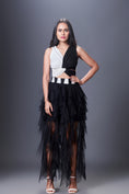 Load image into Gallery viewer, Black & White Sleeveless Net Ruffled Dress