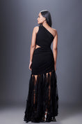 Load image into Gallery viewer, One Shoulder Dress Attached With Net And Cutwork Details