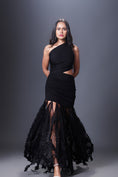 Load image into Gallery viewer, One Shoulder Dress Attached With Net And Cutwork Details
