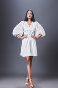 Load image into Gallery viewer, Shift Dress With Georgette Cutwork Sleeves Comes With Belt