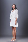 Load image into Gallery viewer, Shift Dress With Georgette Cutwork Sleeves Comes With Belt