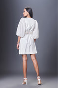 Load image into Gallery viewer, Shift Dress With Georgette Cutwork Sleeves Comes With Belt