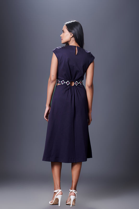 Midi Dress With Cut Outs At Waist Comes With Adjustable Belts