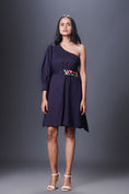 Load image into Gallery viewer, One Shoulder Short Dress With Attached Belt