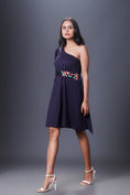 Load image into Gallery viewer, One Shoulder Short Dress With Attached Belt