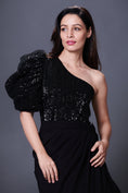 Load image into Gallery viewer, Sequin One Shoulder Bodysuit With High Low Long Skirt