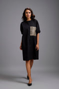 Load image into Gallery viewer, Oversized Shirt Dress with Ruched Sleeves & Embellished Pocket