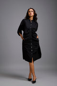 Load image into Gallery viewer, Ruched Button-Down Shirt Dress