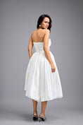 Load image into Gallery viewer, White Strapless Embellished Midi Dress