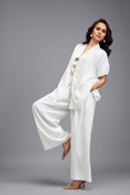 Load image into Gallery viewer, White Wide-Leg Co-Ord Set with Embellished Buttons