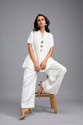 Load image into Gallery viewer, White Wide-Leg Co-Ord Set with Embellished Buttons