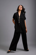 Load image into Gallery viewer, Black Wide-Leg Co-Ord Set with Embellished Buttons