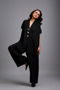 Load image into Gallery viewer, Black Wide-Leg Co-Ord Set with Embellished Buttons