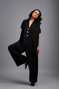 Load image into Gallery viewer, Black Wide-Leg Co-Ord Set with Embellished Buttons
