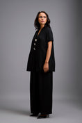 Load image into Gallery viewer, Black Wide-Leg Co-Ord Set with Embellished Buttons