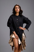 Load image into Gallery viewer, Black Mini Dress with Gold Ruffles