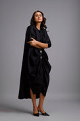 Load image into Gallery viewer, Draped Kaftan Dress with Golden Button Embellishments